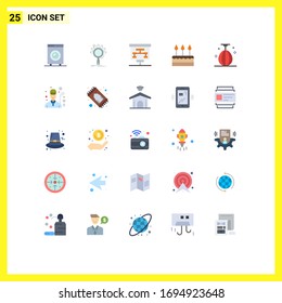 Set of 25 Modern UI Icons Symbols Signs for holiday; celebration; process; cake; presentation Editable Vector Design Elements