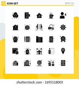 Set of 25 Modern UI Icons Symbols Signs for tea; wrench; shopping; hammer; construction Editable Vector Design Elements