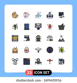 Set of 25 Modern UI Icons Symbols Signs for travel; tour; waterfall; journey; nature Editable Vector Design Elements