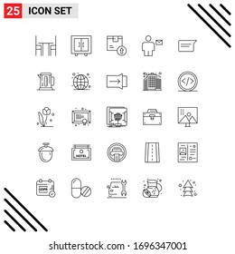 Set of 25 Modern UI Icons Symbols Signs for human; body; school; avatar; logistic Editable Vector Design Elements