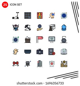 Set of 25 Modern UI Icons Symbols Signs for energy; human; cloud; head; temperature Editable Vector Design Elements