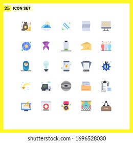 Conjunto de 25 símbolos modernos de iconos de la interfaz de usuario para viajes; ubicación; sol; medicina; elementos de diseño de vectores editables de formularios