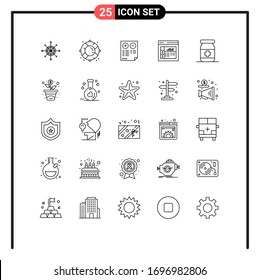 Conjunto de 25 símbolos modernos de iconos de la interfaz de usuario para obtener antídoto; gráficos; rescate; diseño; más elementos de diseño de vectores editables