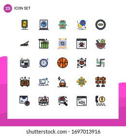 Set of 25 Modern UI Icons Symbols Signs for minus; romance; workflow; love; chat Editable Vector Design Elements