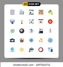 Conjunto de 25 símbolos modernos de iconos de la interfaz de usuario para el agua; paquete; paquete; e; elementos de diseño de vectores editables de usuario