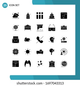 Set of 25 Modern UI Icons Symbols Signs for finance; countrey; collage; day; indian Editable Vector Design Elements