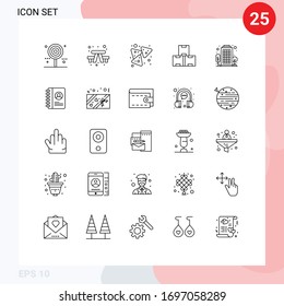 Set of 25 Modern UI Icons Symbols Signs for building; production; travel; industry stock; snack Editable Vector Design Elements