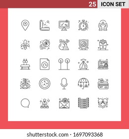 Set of 25 Modern UI Icons Symbols Signs for people; caring; monitor; care; office Editable Vector Design Elements
