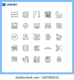Set of 25 Modern UI Icons Symbols Signs for analysis; bread; sorting; baguette; interior Editable Vector Design Elements