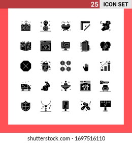 Set of 25 Modern UI Icons Symbols Signs for location; ireland; food; design; pencil Editable Vector Design Elements