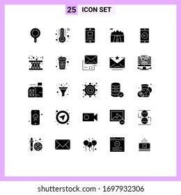 Set of 25 Modern UI Icons Symbols Signs for left; mobile; online; application; scenery Editable Vector Design Elements