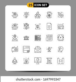 Set of 25 Modern UI Icons Symbols Signs for mobile; application; garden; app; employee Editable Vector Design Elements