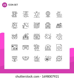 Set of 25 Modern UI Icons Symbols Signs for change; world; carrot; browser; globe Editable Vector Design Elements