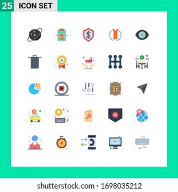Set of 25 Modern UI Icons Symbols Signs for eye; location; cashless; two way; road Editable Vector Design Elements