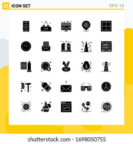 Set of 25 Modern UI Icons Symbols Signs for house; apartment; close; films; cinema Editable Vector Design Elements