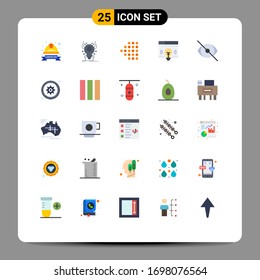 Set von 25 Symbolen der modernen Benutzeroberfläche, Zeichen für das Auge; Webseite; Virus, Web; gepunktete bearbeitbare Vektordesign-Elemente