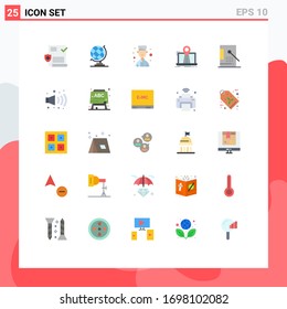 Set of 25 Modern UI Icons Symbols Signs for design; bucket; chef; route; system Editable Vector Design Elements