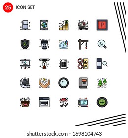 Set of 25 Modern UI Icons Symbols Signs for parking; cyber monday; online; black friday; profit Editable Vector Design Elements