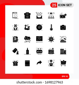 Conjunto de 25 símbolos modernos de iconos de la interfaz de usuario para el proyecto; equipo; economía; carta; elementos de diseño de vectores editables de comunicación