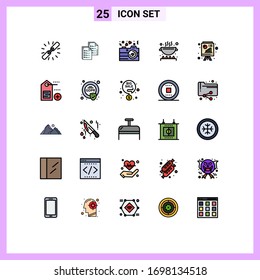 Conjunto de 25 símbolos modernos de iconos de la interfaz de usuario para la cocina; cocinar; copia; valentina; elementos de diseño de vectores editables de amor