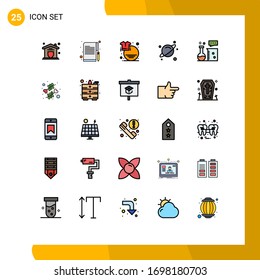 Set of 25 Modern UI Icons Symbols Signs for chemistry lab; space; clothes; science; shirt Editable Vector Design Elements