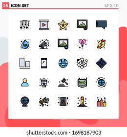 Set of 25 Modern UI Icons Symbols Signs for bubble; lock; movie; image; star Editable Vector Design Elements