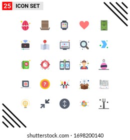 Set of 25 Modern UI Icons Symbols Signs for fun; like; electronic; love; watch Editable Vector Design Elements