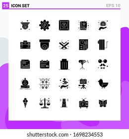 Conjunto de 25 símbolos modernos de iconos de la interfaz de usuario para la bolsa; mano; editar; efectivo; elementos de diseño de vectores editables de historia
