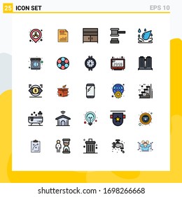 Set of 25 Modern UI Icons Symbols Signs for justice; auction; graph; interior; cupboard Editable Vector Design Elements