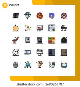 Conjunto de 25 símbolos modernos de iconos de la interfaz de usuario para comprar; pantalla; medio ambiente; tucho de dedo; elementos de diseño de vectores editables con dedo