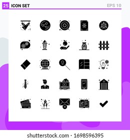 Set of 25 Modern UI Icons Symbols Signs for scale; paper; bacteria; development; coding Editable Vector Design Elements