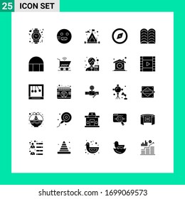 Set von 25 Symbolen der modernen Benutzeroberfläche, Zeichen zum Lernen; Buch; Schule; GPS; Layoutelemente für bearbeitbare Vektorillustrationen
