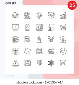 Set of 25 Modern UI Icons Symbols Signs for performance; achievements; notification; roller; arts Editable Vector Design Elements