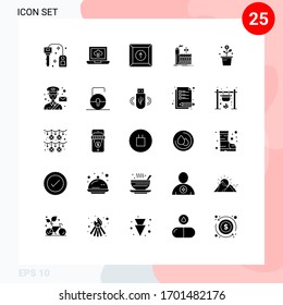 Conjunto de 25 símbolos modernos de iconos de la interfaz de usuario para la olla; dinero; producto; cultivo; elementos de diseño de vectores editables para empresas