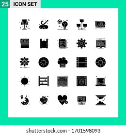 Set of 25 Modern UI Icons Symbols Signs for computer; connection; artificial intelligence; distributed; machine learning Editable Vector Design Elements