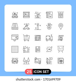 Set of 25 Modern UI Icons Symbols Signs for file; develop; agreement; coding; international Editable Vector Design Elements