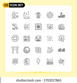 Set of 25 Modern UI Icons Symbols Signs for bag; setting; goblet; options; configuration Editable Vector Design Elements