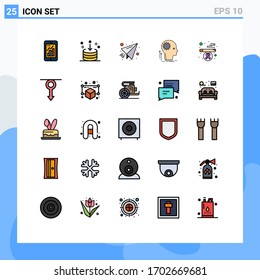 Set of 25 Modern UI Icons Symbols Signs for idea; creative; import; mind; paper plane Editable Vector Design Elements