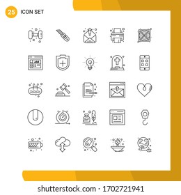 Set of 25 Modern UI Icons Symbols Signs for supply; hardware; contact; printer; device Editable Vector Design Elements