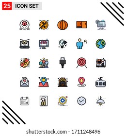 Set of 25 Modern UI Icons Symbols Signs for account; furniture; fresh; desk; vegetables Editable Vector Design Elements