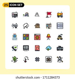 Set of 25 Modern UI Icons Symbols Signs for doodle; camping; ladder; flag; banner Editable Vector Design Elements