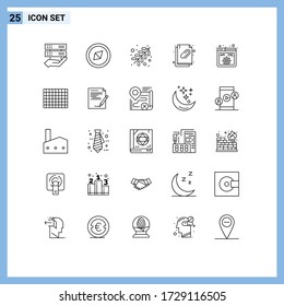 Set of 25 Modern UI Icons Symbols Signs for programming; code; religion; api; document Editable Vector Design Elements