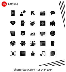 Set of 25 Modern UI Icons Symbols Signs for messages; chat; arrow; target; deadline Editable Vector Design Elements