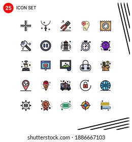 Set of 25 Modern UI Icons Symbols Signs for mark; head; necklace; failure; tool Editable Vector Design Elements