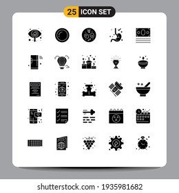 Set of 25 Modern UI Icons Symbols Signs for shopping; money; salad; ecommerce; gastroenterology Editable Vector Design Elements