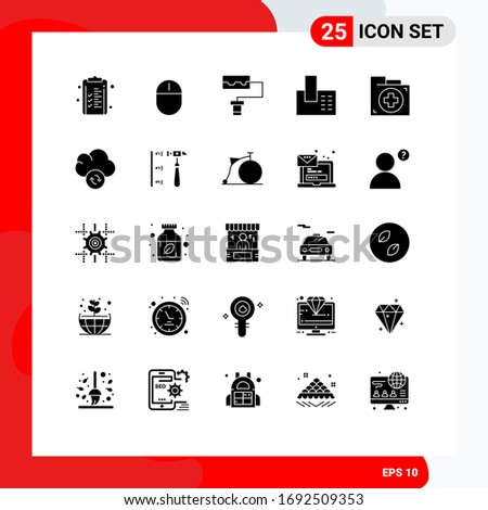 Set of 25 Modern UI Icons Symbols Signs for document; aid; mouse; phone; call Editable Vector Design Elements