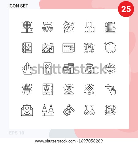 Set of 25 Modern UI Icons Symbols Signs for building; production; travel; industry stock; snack Editable Vector Design Elements