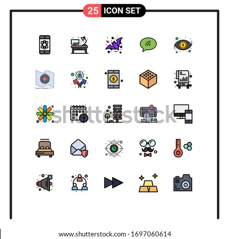 Set of 25 Modern UI Icons Symbols Signs for eye; sand; bat; chating; message Editable Vector Design Elements