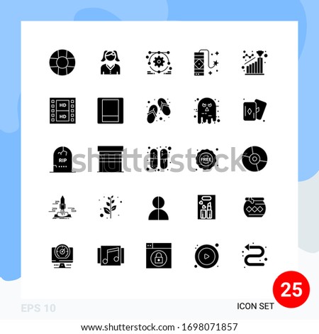 Set of 25 Modern UI Icons Symbols Signs for film; reach; carnival; goal; achieve Editable Vector Design Elements