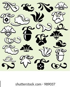  A set of 25 ornamental design elements in classic style. These are very precisely done elements, the lines are EXQUISITE and all the corners are SMOOTH. Ready for any use including vinyl-cutting .